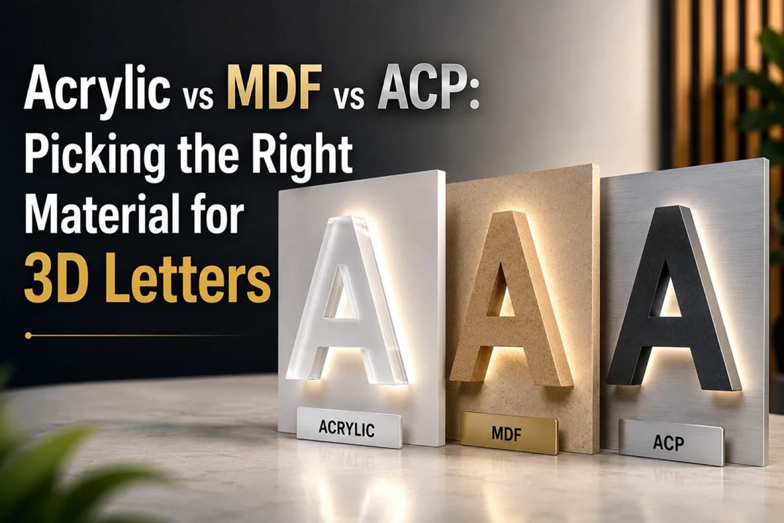 Acrylic vs MDF vs ACP: Picking the Right Material for 3D Letters
